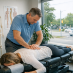 Illustration of various chiropractic treatment techniques showing spinal adjustments